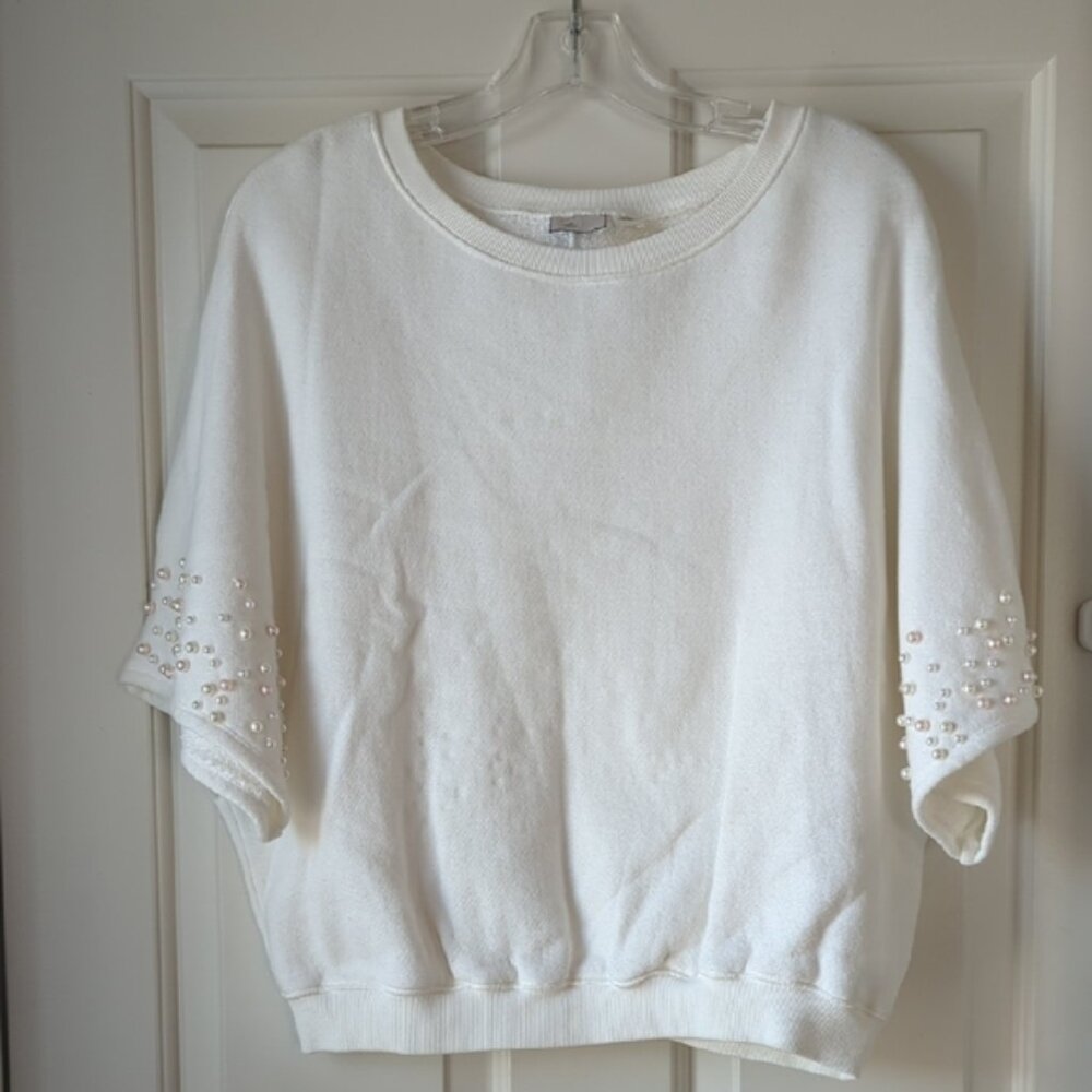 Anthropologie Sweatshirt With Pearl Beads
